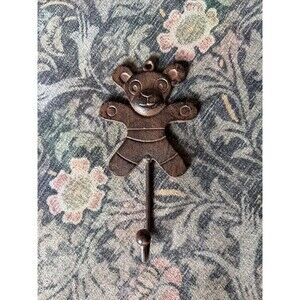 Vintage Cast Iron Teddy Bear Wall Hook – Rustic Nursery Decor